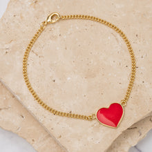 Load image into Gallery viewer, Maia 14k gold plated heart pendant bracelet
