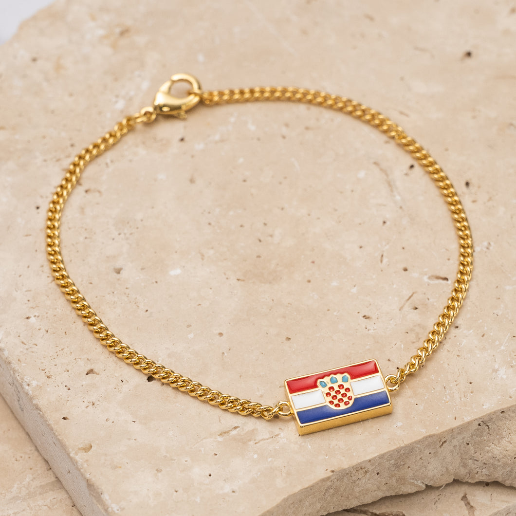 Flag 14k gold plated Bracelet -Croatian
