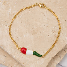 Load image into Gallery viewer, Italian 14k gold plated corno bracelet
