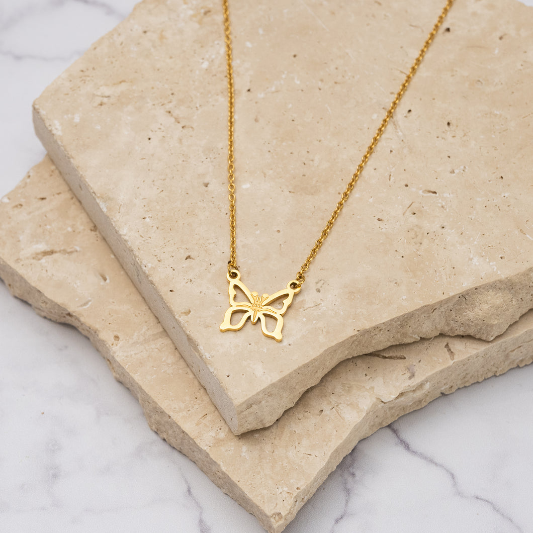 Phoenix 18k gold plated butterfly necklace