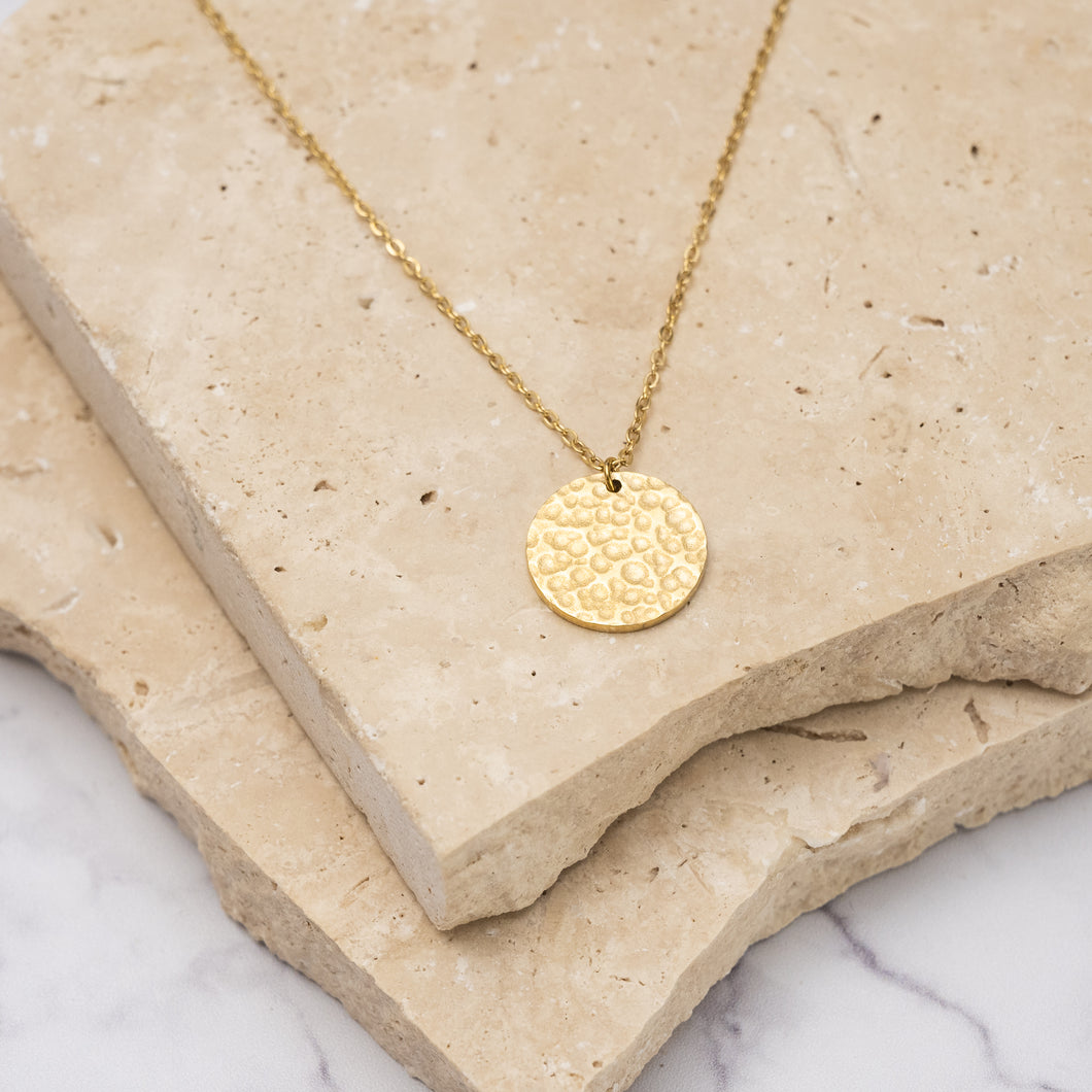 Suzi 14k gold plated round pendant necklace