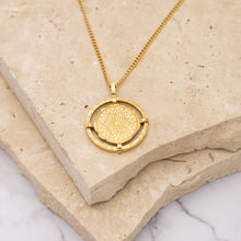 Load image into Gallery viewer, Sole 14k gold plated round sun pendant necklace
