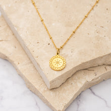 Load image into Gallery viewer, Maya 18k gold plated sunburst pendant necklace
