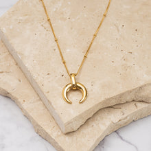 Load image into Gallery viewer, Mezzaluna 18k gold plated crescent pendant necklace
