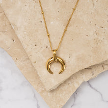 Load image into Gallery viewer, Mezzaluna 18k gold plated crescent pendant necklace
