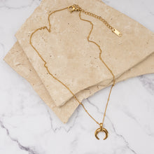Load image into Gallery viewer, Mezzaluna 18k gold plated crescent pendant necklace
