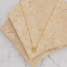 Load image into Gallery viewer, Clover 14k gold plated vermeil and zirconia birthstone necklace
