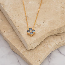Load image into Gallery viewer, Clover 14k gold plated vermeil and zirconia birthstone necklace

