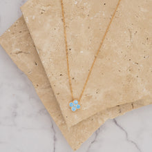 Load image into Gallery viewer, Clover 14k gold plated vermeil and zirconia birthstone necklace
