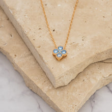 Load image into Gallery viewer, Clover 14k gold plated vermeil and zirconia birthstone necklace
