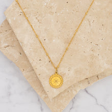 Load image into Gallery viewer, Maya 18k gold plated sunburst pendant necklace
