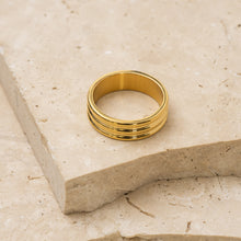 Load image into Gallery viewer, Anna 18k gold plated ribbed ring
