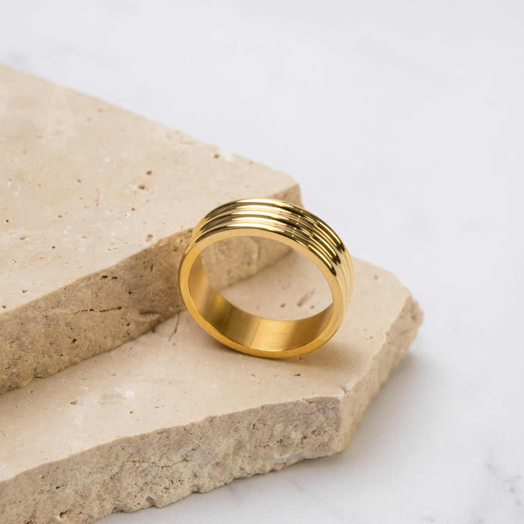 Anna 18k gold plated ribbed ring