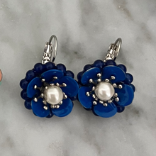 Load image into Gallery viewer, Mihal sterling silver enamel &amp; pearl flower earrings
