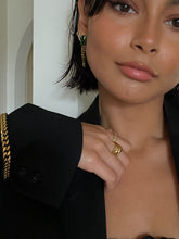 Load image into Gallery viewer, Camila 18k gold plated emerald crystal drop chain earrings
